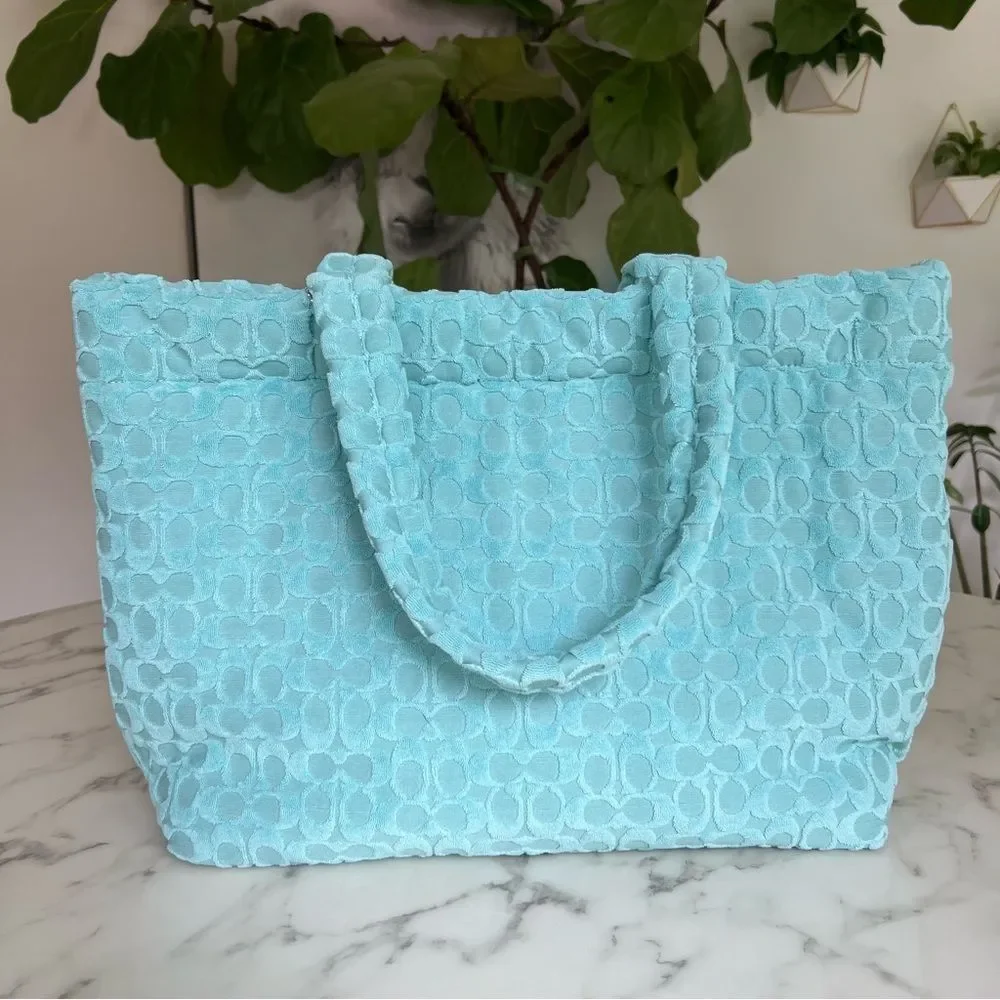 Coach Tote In Signature Terry Faded Blue CT764 Shoulder Pool Beach Bag